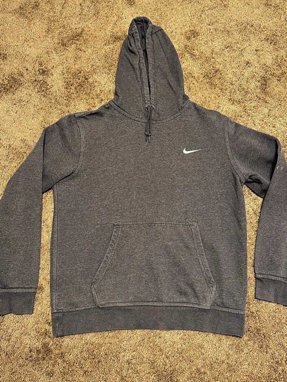 Nike Hoodie Mens Medium Gray Pullover Long Sleeve Drawstring Embroidered Logo
